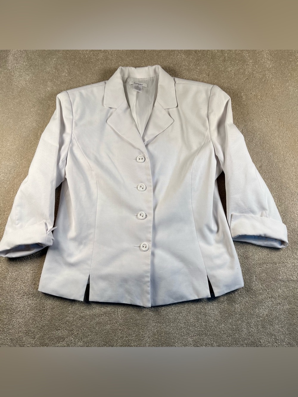Dressbarn Blazer White 4 Button Front 3 Quarter Sleeve women's 12